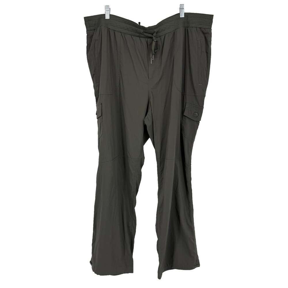 LL Bean Women 2X Vista Camp Pant Dark Taupe Cargo Pockets Outdoor Hiking Nylon
